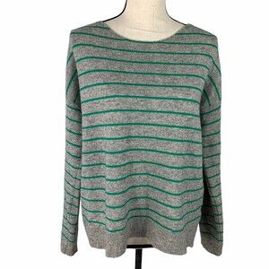 Halogen Sweater Women Medium Cashmere Blend Striped Full Back Exposed Zipper